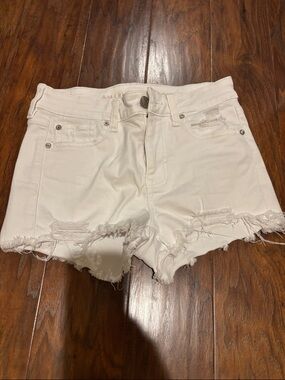 American Eagle Outfitters White Distressed Cutoff Jean Shorts